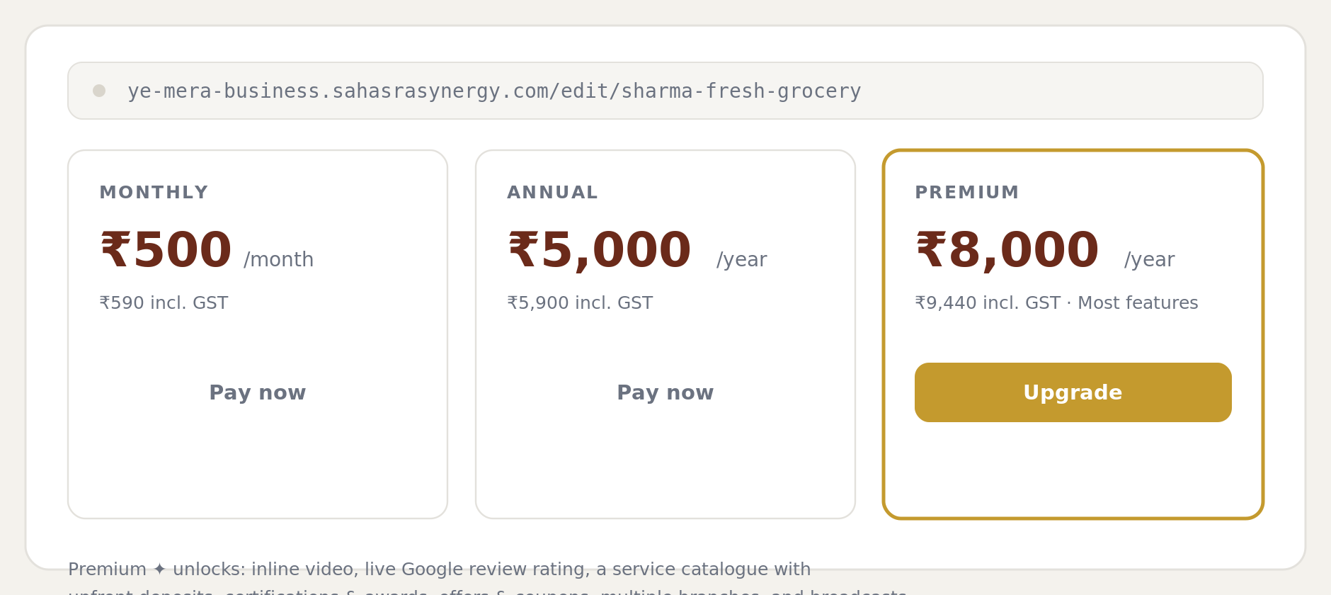 Choose Premium and click Upgrade.